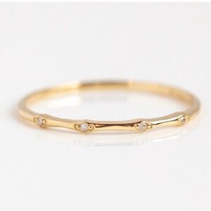 Local Eclectic Solid Gold Textured Diamond Band - Size 11